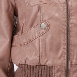 Collection B. Women's Faux Leather Pink Bomber Jacket