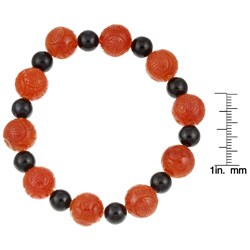 Carved Dragon Red Jade and Black Jade Bracelet