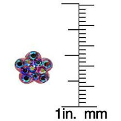Sterling Silver Pink AB Crystal Flower Earrings