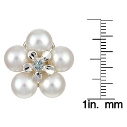 Sterling Silver FW Pearl and Blue Topaz Earrings (8-8.5 mm)