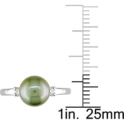 10k Gold FW Pistachio Pearl and 1/10ct TDW Diamond Ring (8-8.5mm)