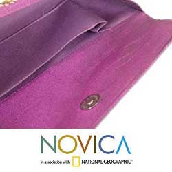 Sequined Silk 'Violet Fields' Clutch Bag (India)