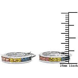 Sterling Silver Blue/ Orange/ Yellow Sapphire Earrings