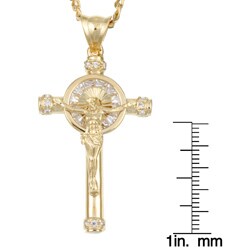 Caribe Gold  14k over Sterling  Silver 'Light of the World' CZ Crucifix Necklace