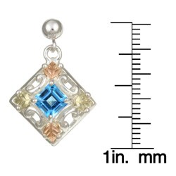 Silver and Black Hills Gold Blue Topaz Earrings