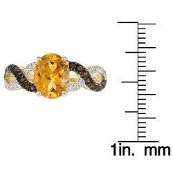 10k Yellow Gold Citrine and 1/10ct TDW Diamond Ring