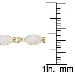 10k Yellow Gold Created Opal Bracelet