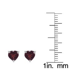 Sterling Silver Garnet Heart-shape Stud Earrings