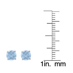Sterling Silver Created Blue Topaz Round Stud Earrings