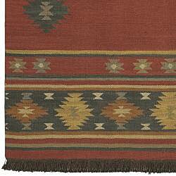 Hand-woven Orange Wool Santa Fe Rug (2'6 x 8')