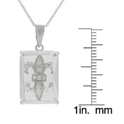 Sterling Silver Glass Fleur de Lis Inset Necklace