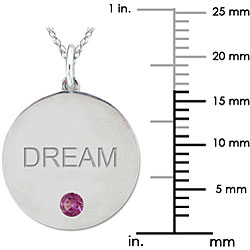 10k Gold June Birthstone Rhodolite Engraved 'DREAM' Designer Necklace