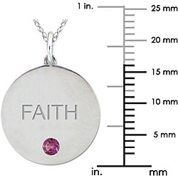 10k Gold June Birthstone Rhodolite Engraved 'FAITH' Necklace