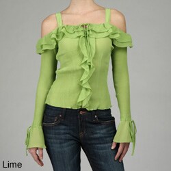Kaelyn Max Women's 'Cold Shoulder' Pleated Ruffle Top