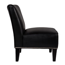 angelo:HOME Davis Armless Nailhead Chair Black Renu Leather