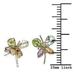 10k Yellow Gold Multi-gemstone Butterfly Earrings
