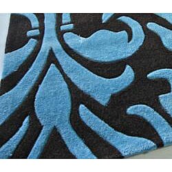 Hand-tufted Alexa Pino Collection Floral Brown Rug (5' x 8')