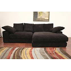 Dark Brown Ribbed Microfiber Sectional