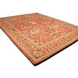 Hand-tufted Rust/ Ivory Wool Rug (5' x 8')