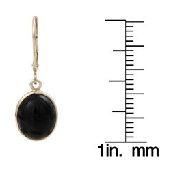 14k Yellow Gold Natural Black Jade Earrings
