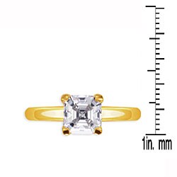 14k Gold Overlay Asscher-cut Cubic Zirconia Solitaire Ring