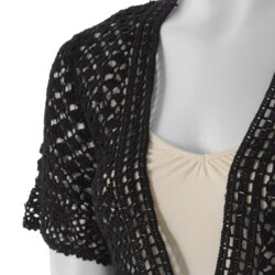Sangria Women's Open Crochet Short-sleeve Sweater