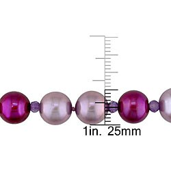 New York Pearls Amethyst and Multi-color FW Pearl Necklace