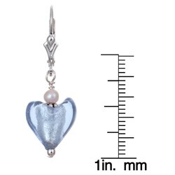 Charming Life Sterling Silver Periwinkle Blue Heart and Pearl Earrings (3.5 mm)