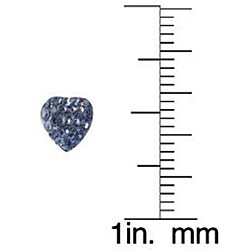Sterling Silver Light Blue Crystal Heart-shaped Stud Earrings