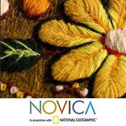 Handmade Wool 'Sunflower Dance' Messenger Bag (Peru)