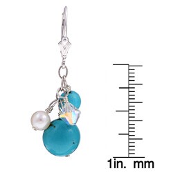 Charming Life Sterling Silver Turquoise and Pearl Earrings (6 mm)