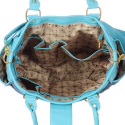 Mia Belle Baby Denim and Turquoise Diaper Bag Set