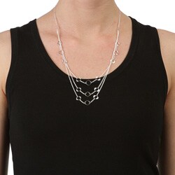 Sterling Silver 22-inch Three-tier Geometric Trend Bib Necklace
