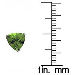 10k White Gold 6-mm Trillion-cut Peridot Stud Earrings