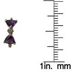 10k Yellow Gold Trillion-cut Amethyst and Cubic Zirconia Hoop Earrings