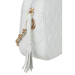 Made in Italy Patent Leather White Quilted Leather Shoulder Bag