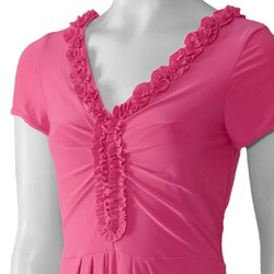 Adi Designs Women's Ruffle V-neck Cap Sleeve Dress