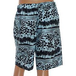 Mad Iguana Men's Blue Tropical Print Cargo Boardshorts