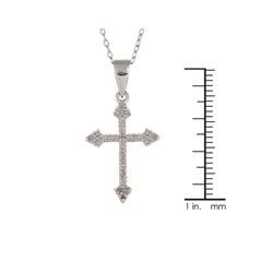 Sterling Silver 1/10ct TDW Diamond Cross Necklace (I-J, I3)