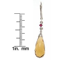 Dyach Sterling Silver Briolette Champagne Quartz and Ruby Leverback Earrings