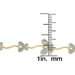 18k Yellow Gold over Sterling Silver Diamond Accent Butterfly Bracelet