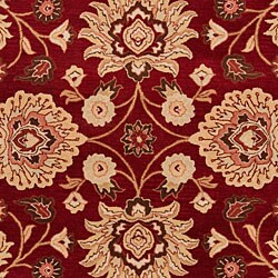 Hand-tufted Floral Medallion Burgundy Wool Rug (6' x 9')