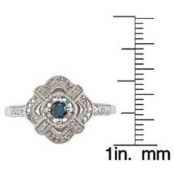 Silver 1/4ct TDW Red and White Diamond Vintage Ring (H-I, I1-I2)
