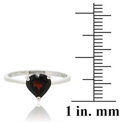 Glitzy Rocks Sterling Silver Heart-cut Garnet Solitaire Ring