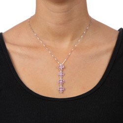 18k White Gold Pink Sapphire and 1/10ct TDW Diamond Necklace (I-J, I2-I3)