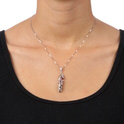 14k White Gold Sapphire and 1/5ct TDW Diamond Necklace (I-J, I2-I3)