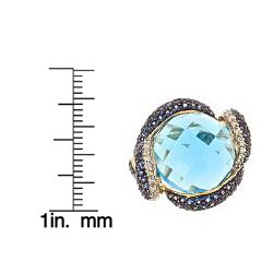 Dyach 14k Gold Blue Topaz, Sapphire and 1/5ct TDW Diamond Ring (I-J, I1-I2)