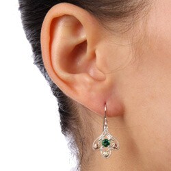 Black Hills Gold and Sterling Silver Green Obsidianite Earrings