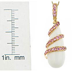 Dyach 14k Yellow Gold White Agate and Pink Sapphire Necklace