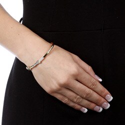 10k Yellow Gold Diamond Accent Buckle Design Bangle Bracelet
